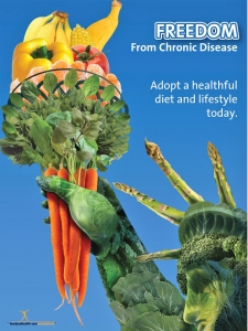 Freedom From Chronic Disease with Fruits and Veggies and the Statue of Liberty Poster - NEW